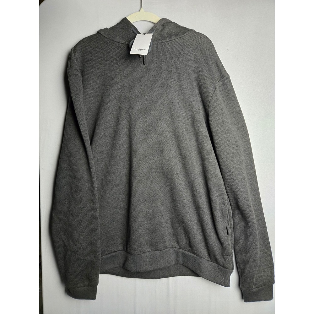 Goodfellow & Co Mens Charcoal Gray Knit Fleece Lined Hoodie Sweater Size L NEW